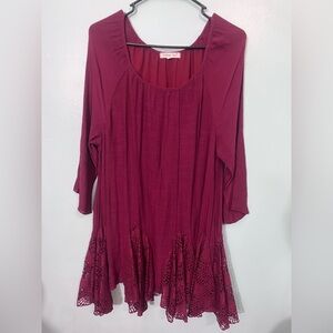 Indigo Soul Burgundy Tunic with Lace Detail